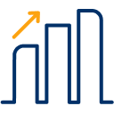 Uptrend bar graph icon.
