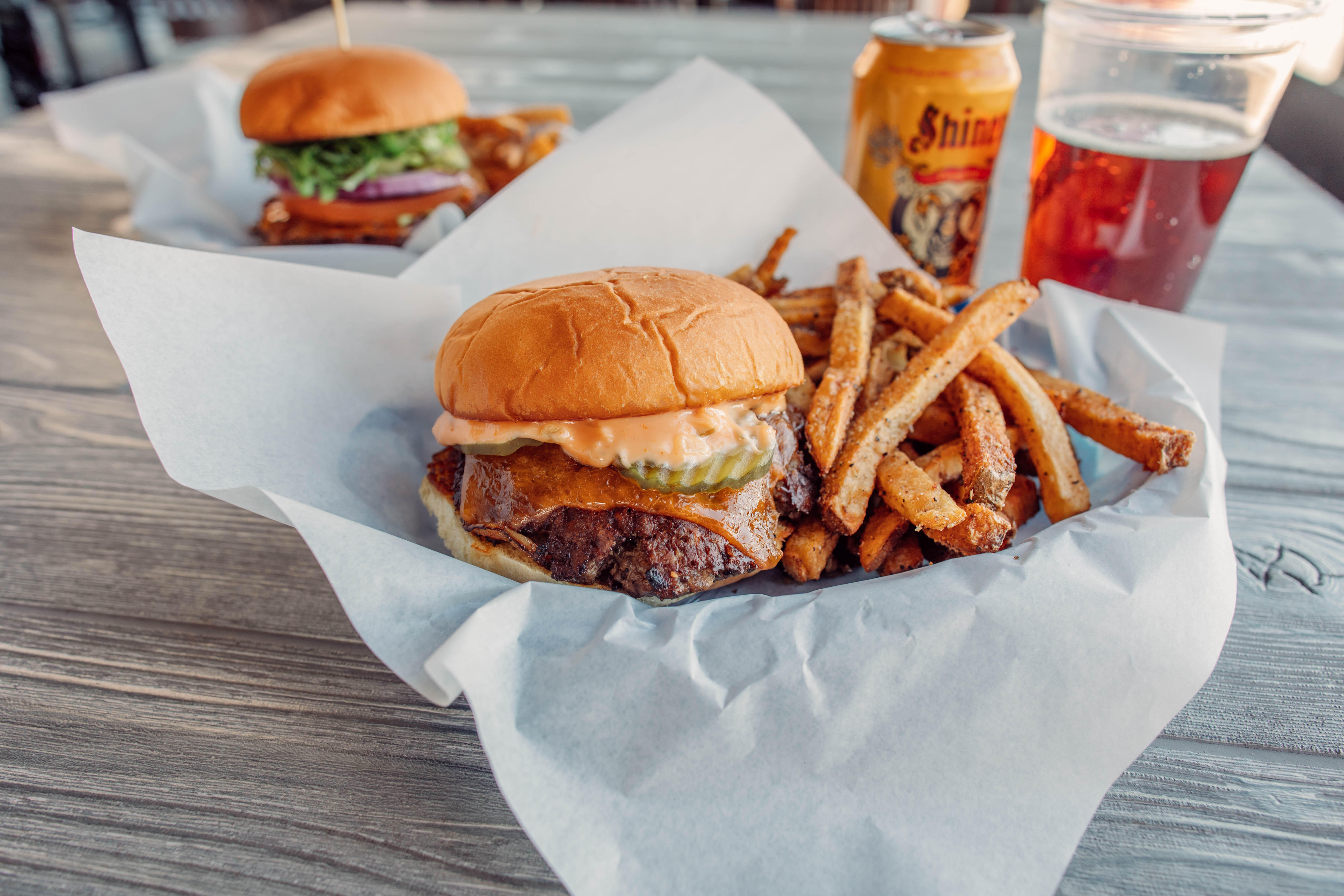 There's no greater combination than burgers and beers lakeside!