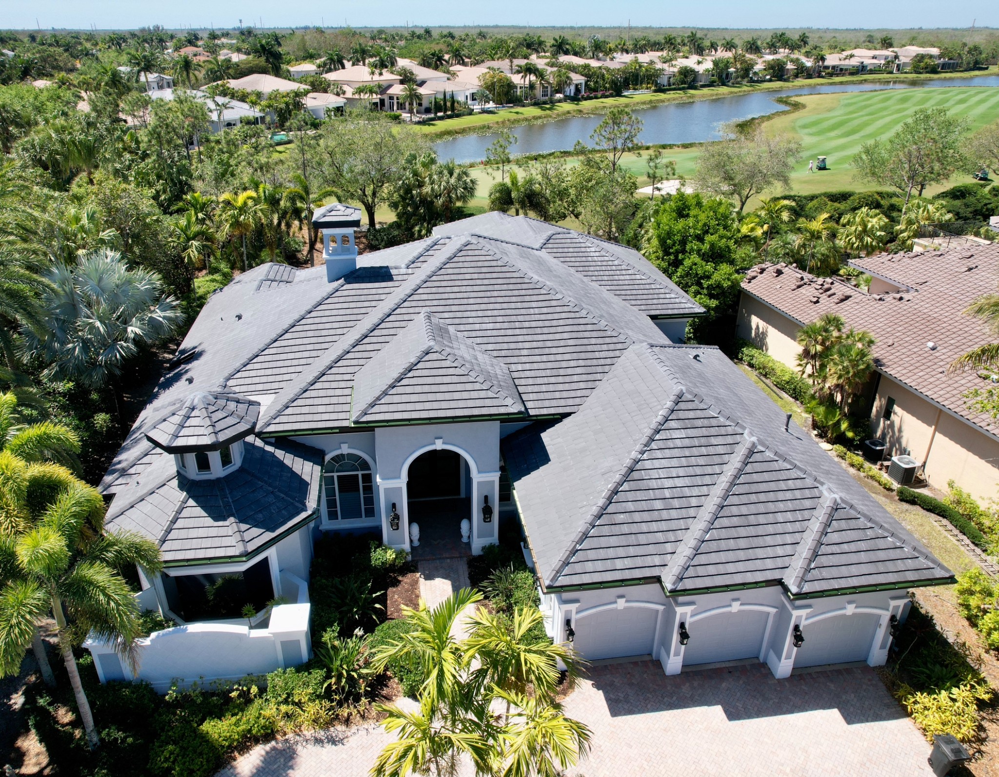 For this roof replacement, we installed a flat tile from Eagle called Dark Charcoal.