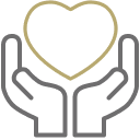 Hands holding heart icon.
