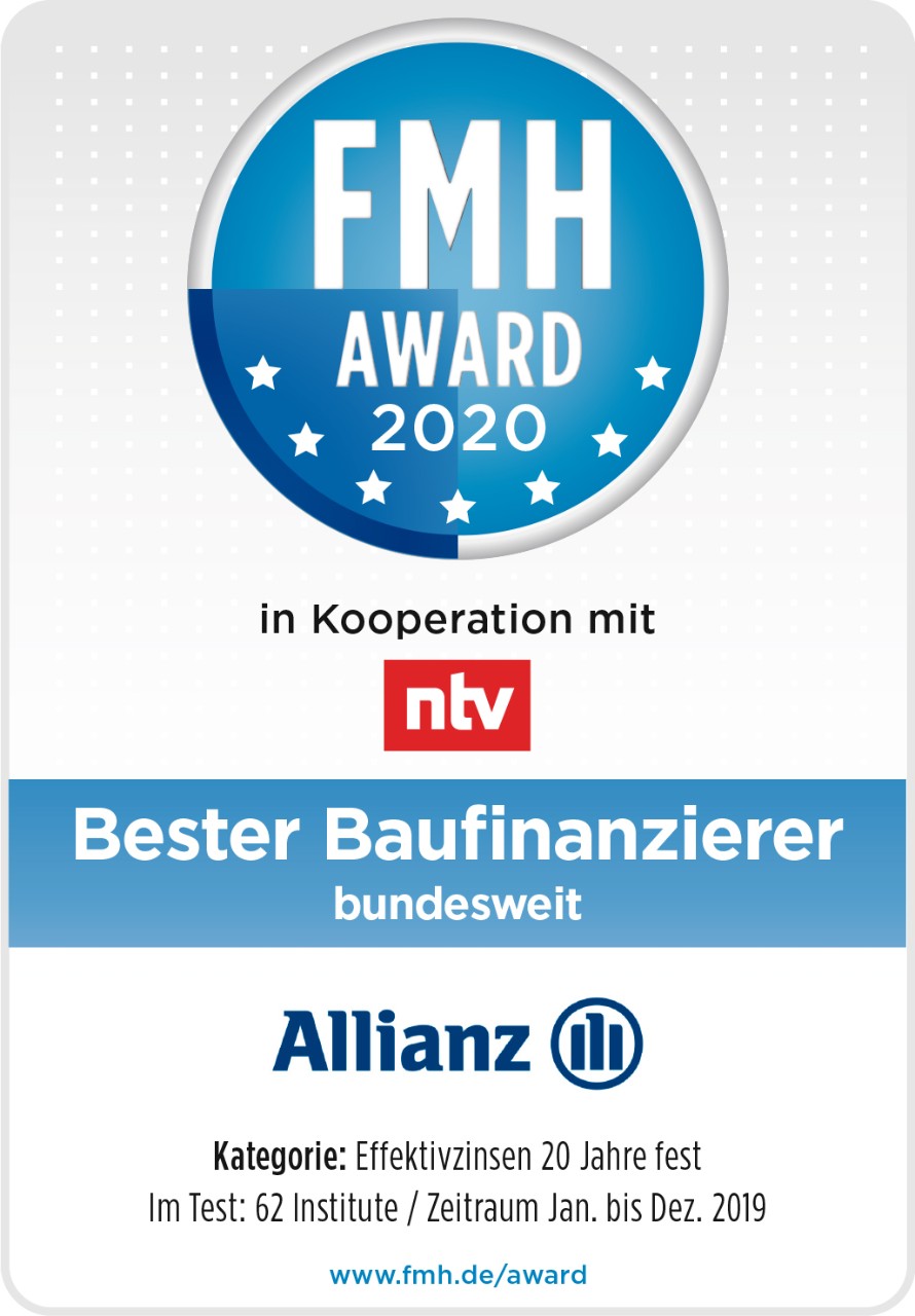FMH Award 2020 Bester Baufinanzierer  - Allinaz Thomas Schmidbauer Unternehmen für Versicherungsfachfragen | Allianz Versicherung Thomas Schmidbauer Generalvertretung  München 089 3511010
