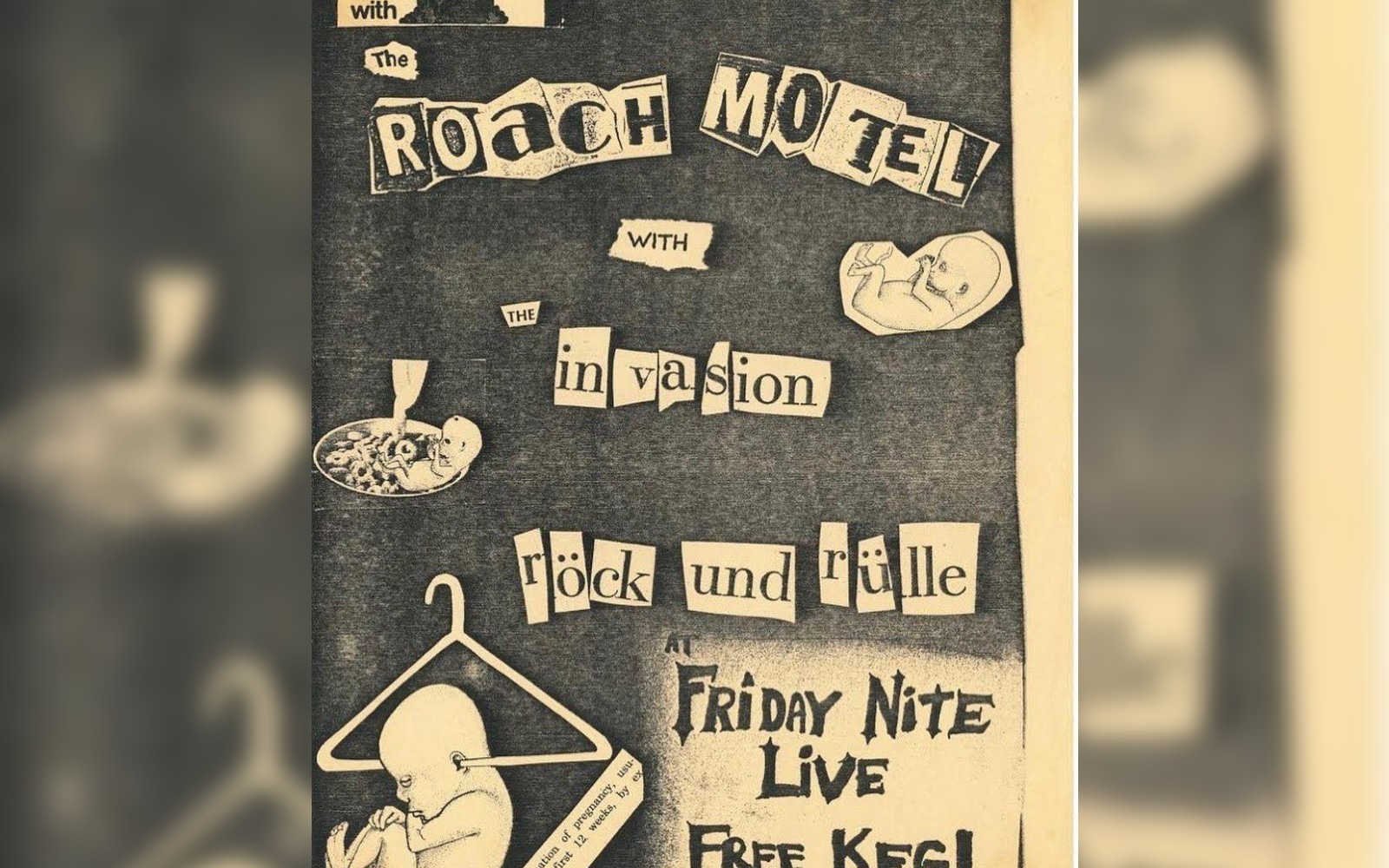 Roach Motel poster exhibit featuring outlaw concert advertising, rebellious venue culture, and collectible band history.