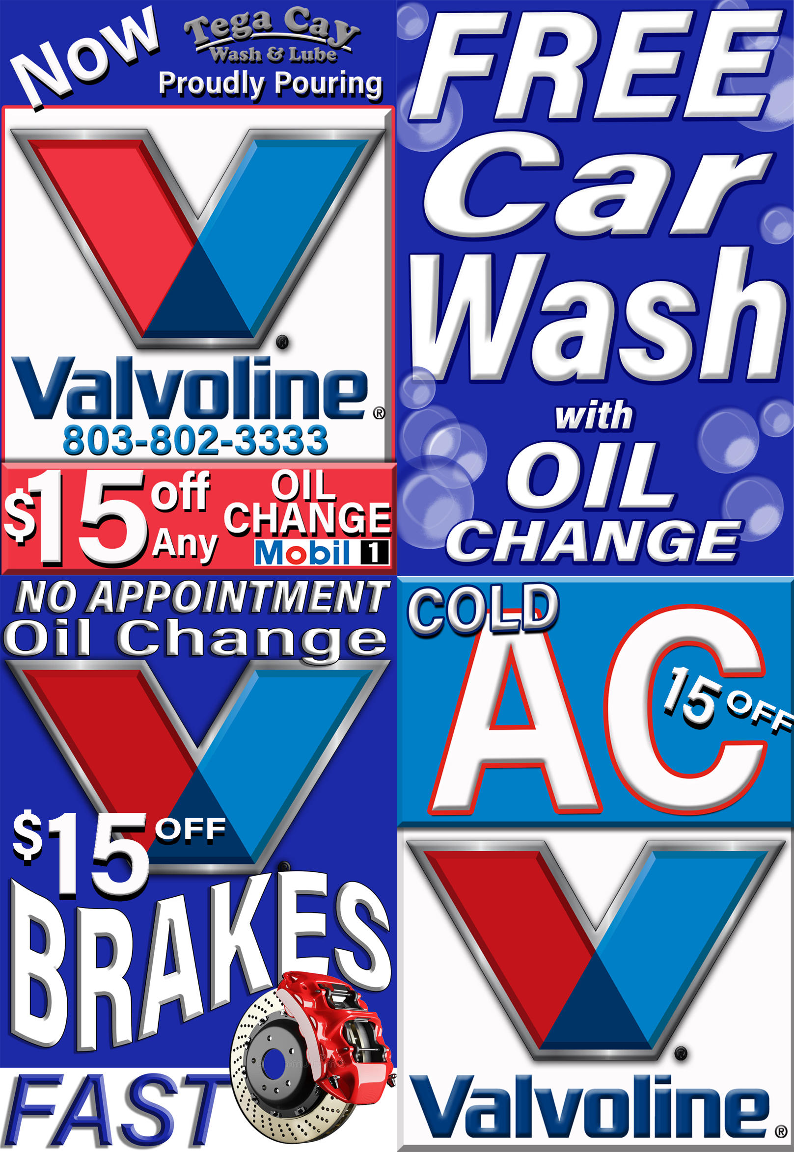Fort Mill location: Limited-Time Offer: Expires 5-30-23 | Save Big on Valvoline Oil Changes, AC & Brake Repairs!
Don't miss out on exclusive coupons for Valvoline oil changes, AC repairs, brake repairs, and even a complimentary car wash. Located in Fort Mill, SC, dial 803-802-3333 for directions. Enjoy a $15 discount on Valvoline oil changes, Mobil 1, AC, and brake repairs. Act now and claim your coupon at [shortened URL]. Take advantage of these incredible savings while they last