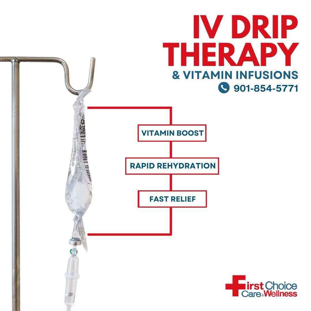 Feeling the effects of a busy weekend? Whether you partied too hard or tackled some serious yard work, First Choice Care & Wellness has your back with IV drip therapy vitamin infusions to kickstart your week! IV hydration therapy has quickly become a popular choice for health-conscious individuals, offering a direct pathway to essential vitamins, minerals, and antioxidants. Stop by today and see the difference IV drip therapy vitamin infusion provides!