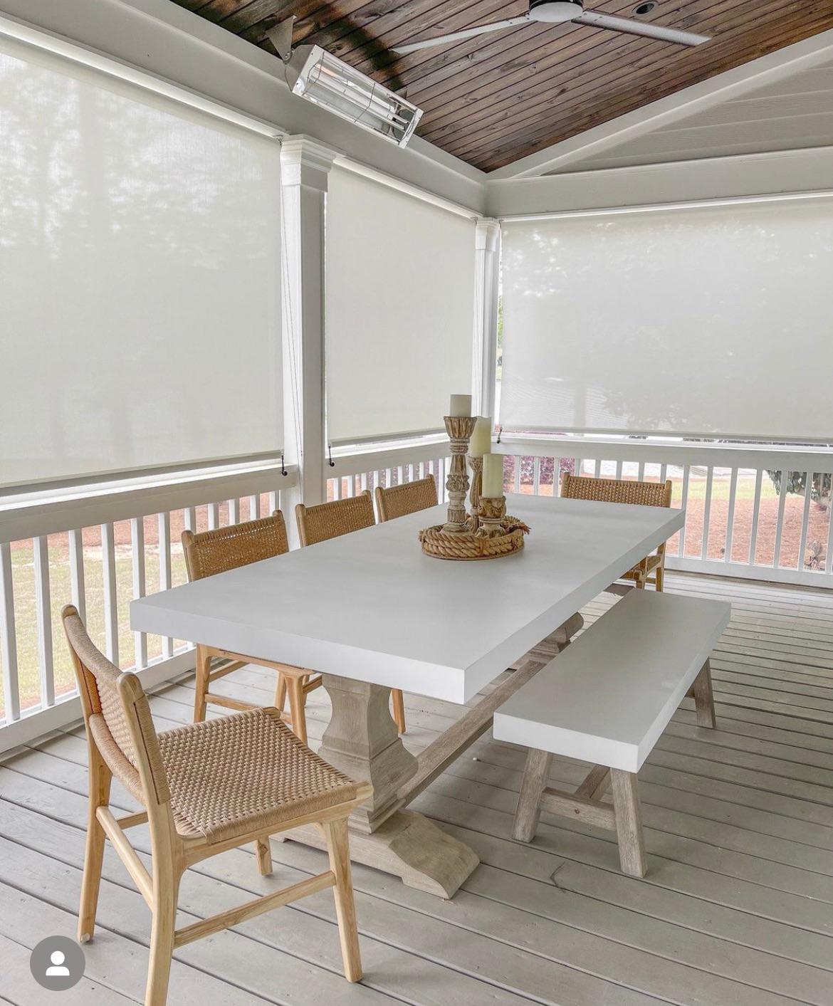 Exterior roller shades are the best window coverings for blocking heat and the elements in Texas! Get your patio ready for summer now with Budget Blinds of Rockwall, Terrell, and Greenville.