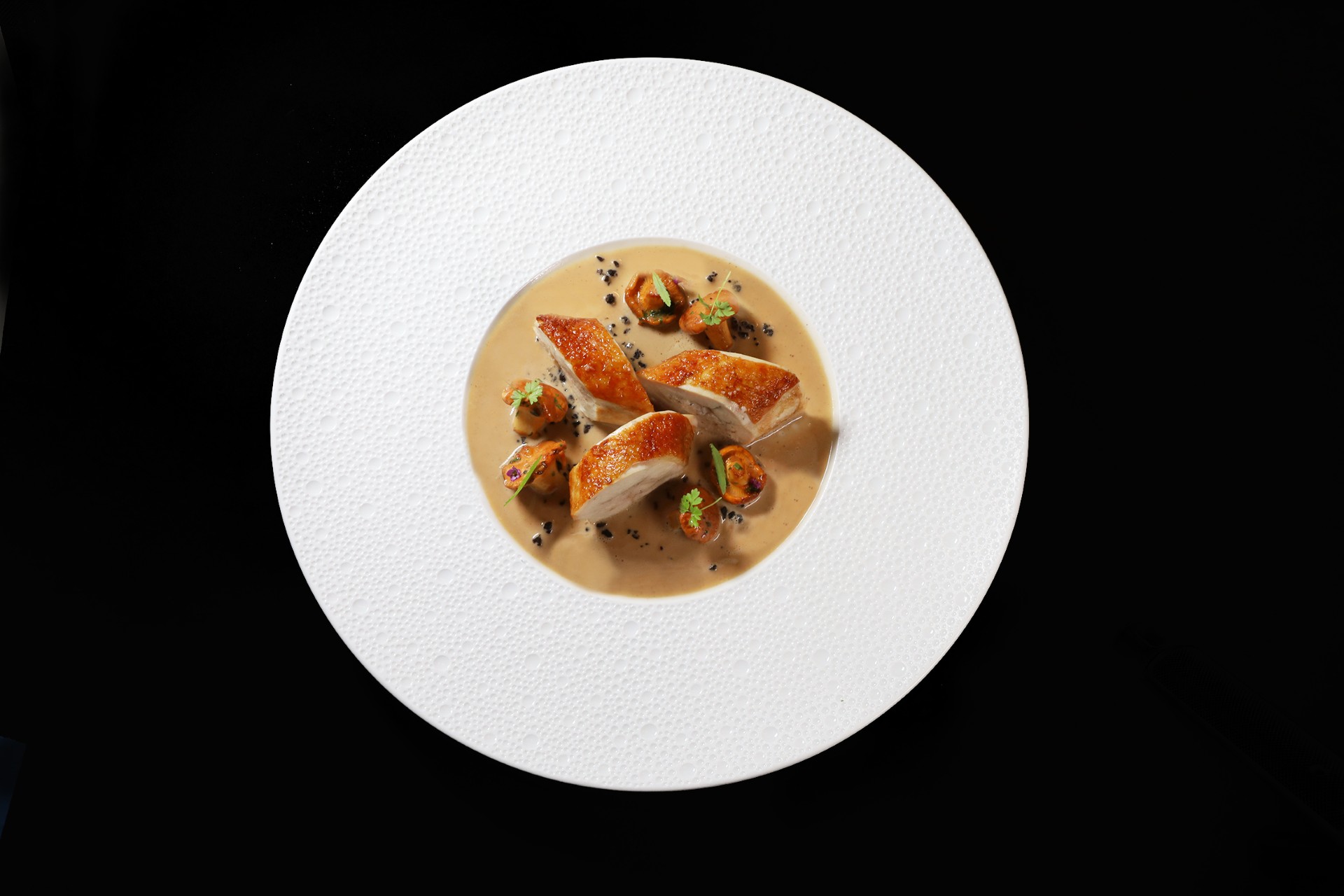 Roasted poularde with morels and albufera sauce. Served on the three course Pre Theatre Menu, available Tuesday through Thursday with a 5:30pm seating.