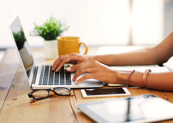 A client reviewing their taxes on their laptop.