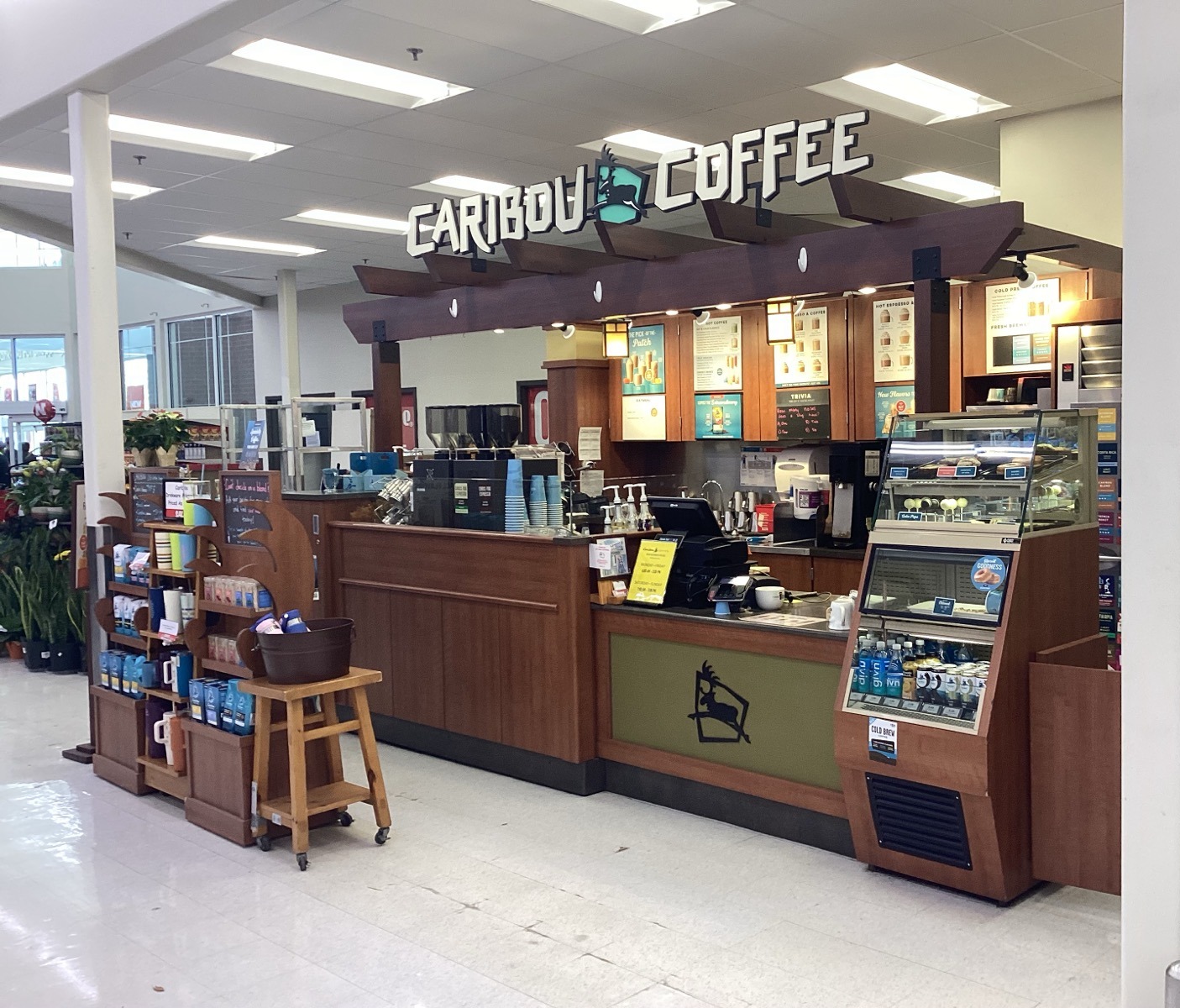 Storefront of the Caribou Coffee at 6001 Village Drive in Lincoln