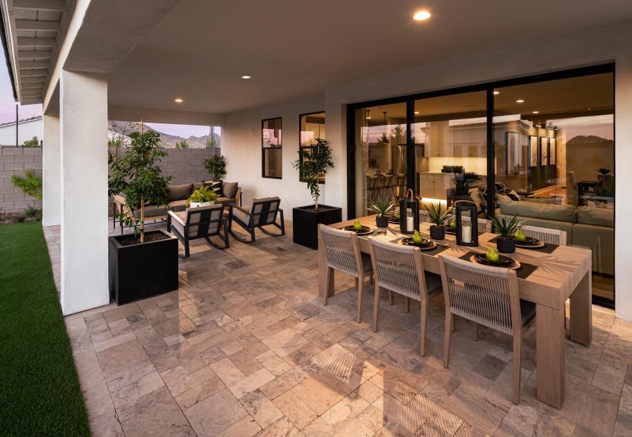 Oversized covered patios adjacent to the great room, excellent for entertaining