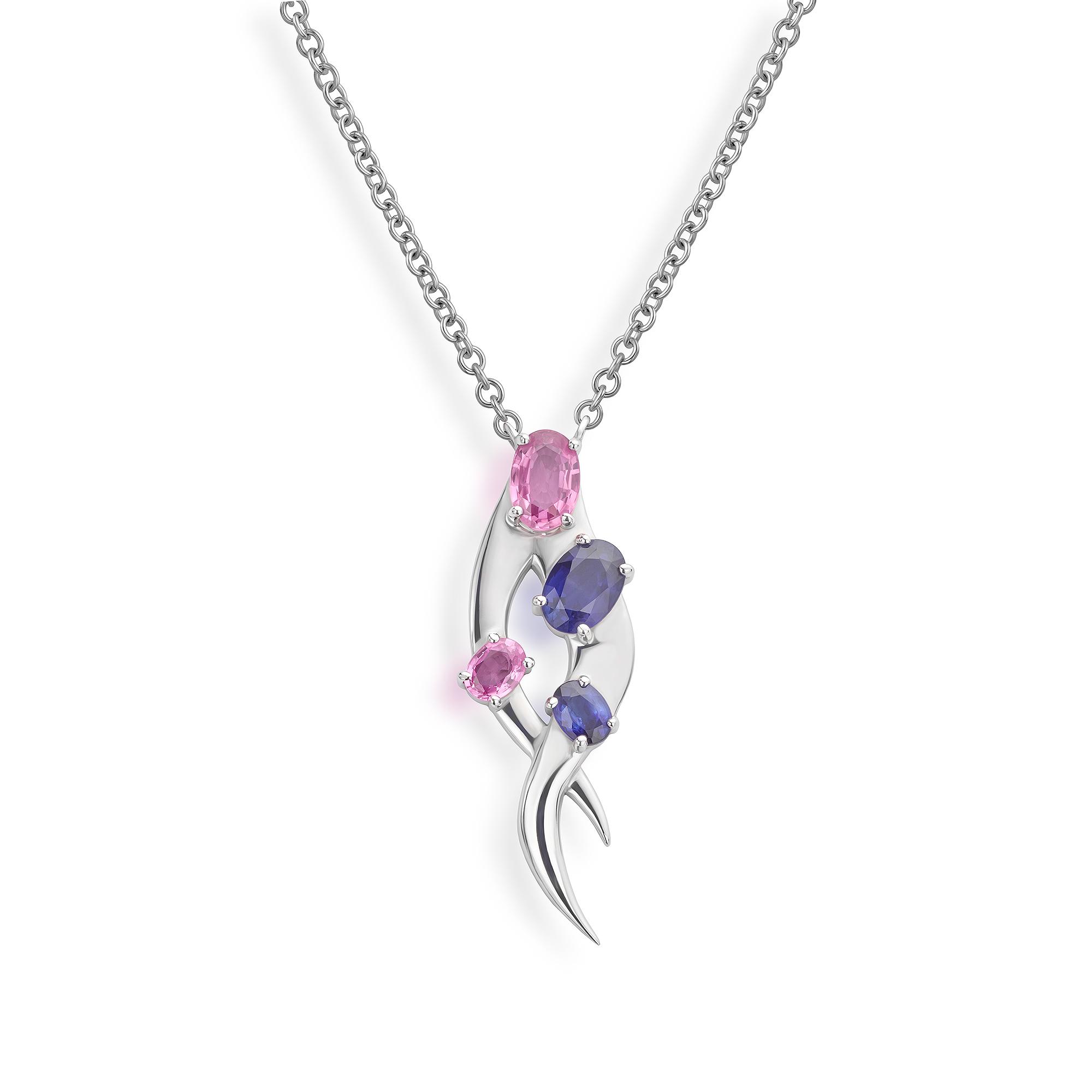 Pink and blue sapphire necklace Serendipity Diamonds Ryde 01983 567283