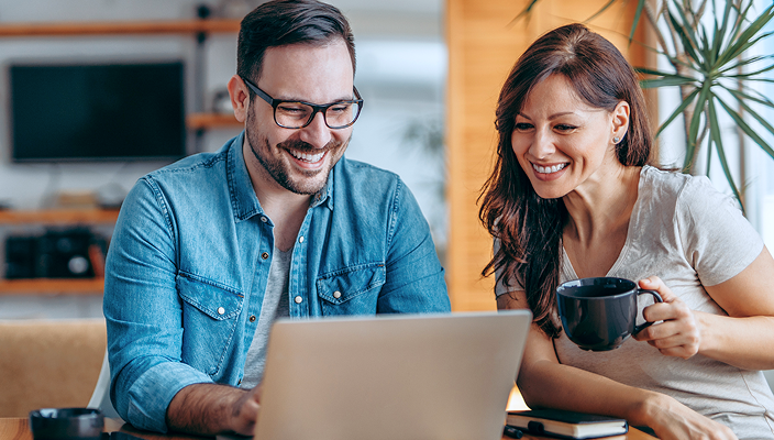 Clients looking over their statement.