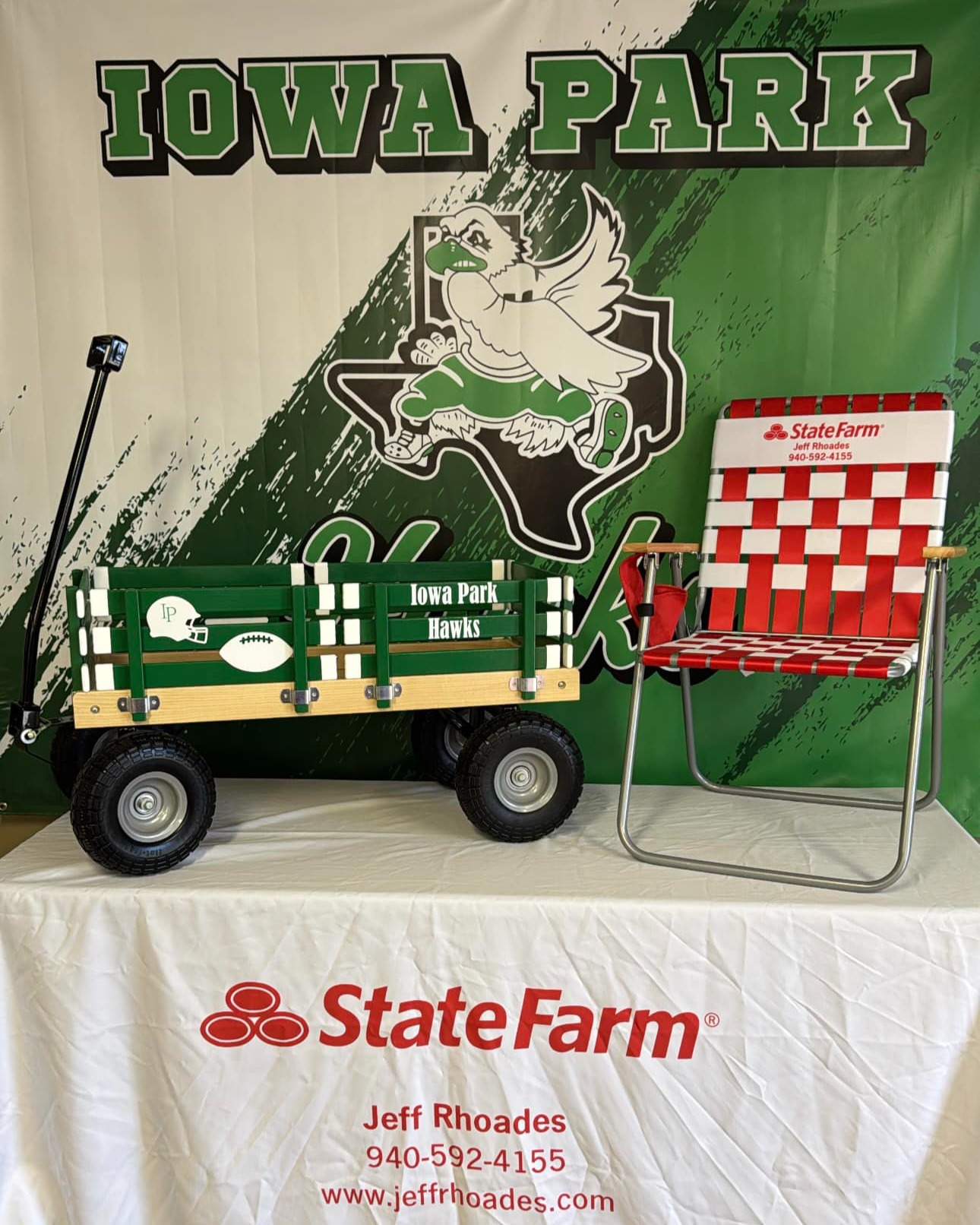 Iowa Park Hawks Homecoming 2024 is here! Jeff Rhoades State Farm will be at Whoop T Do this Saturday—stop by our booth for a chance to win an Iowa Park Hawk Wagon and State Farm lawn chairs. See you there!