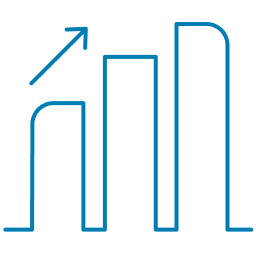Uptrend bar graph icon.