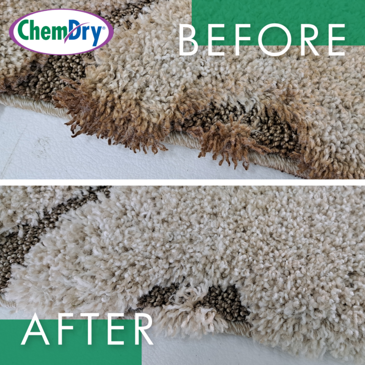 Rug cleaning heavy soil before after comparison rug cleaning services