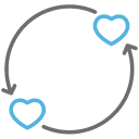 Alternating hearts icon.