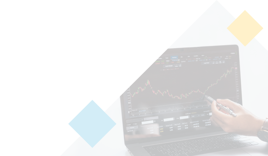 Close-up of an advisor pointing to a graph on their laptop screen.