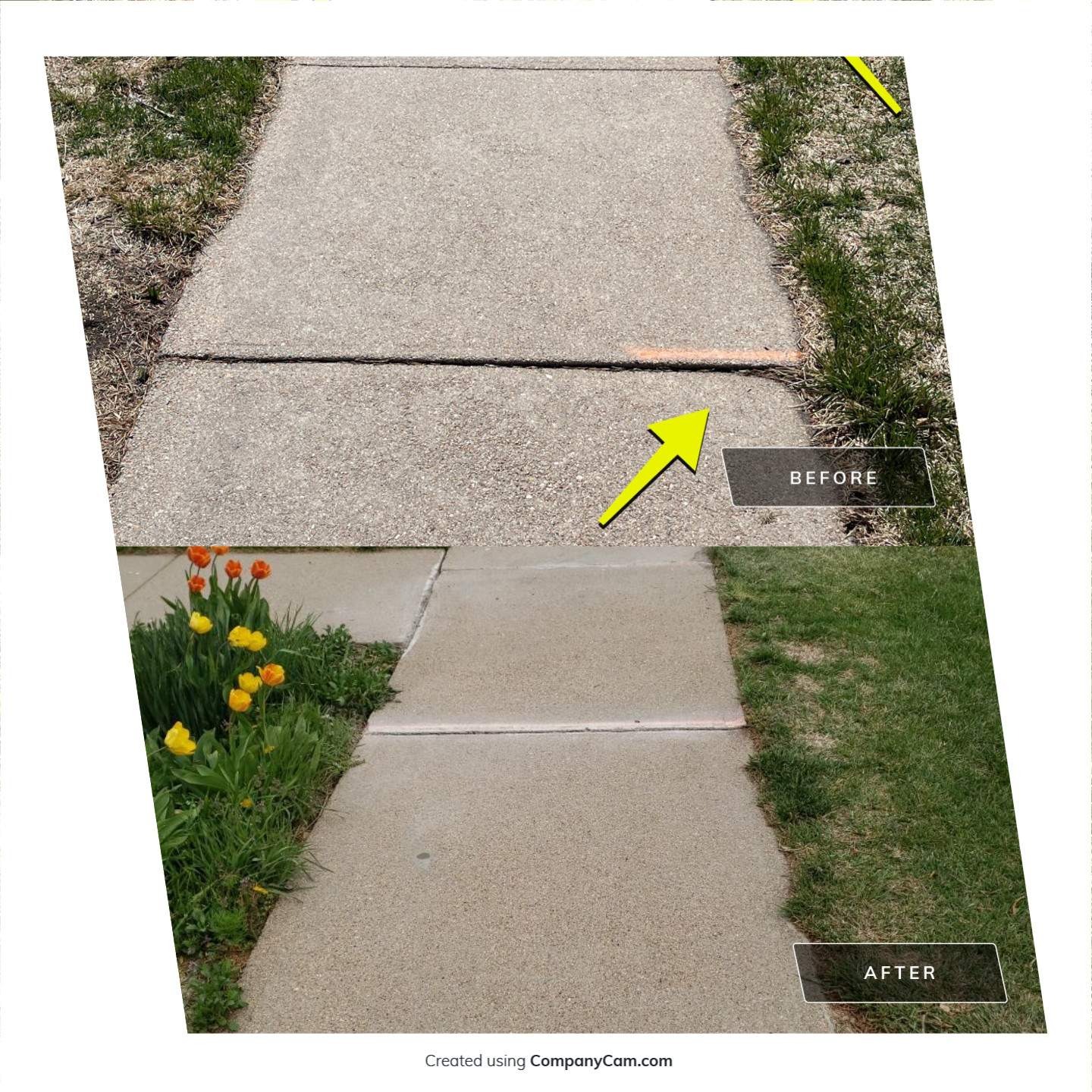 concrete leveling before and after photo