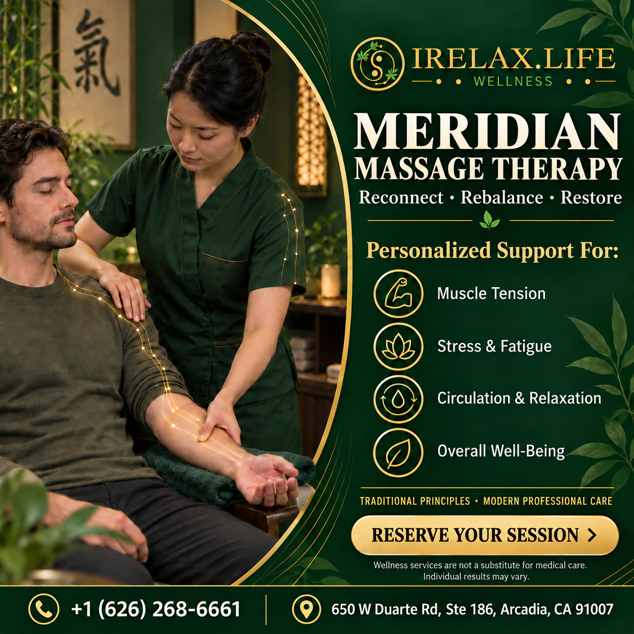 Meridian massage can help reduce stress, relieve muscle tension, and improve local blood flow.
