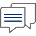 Overlapping speech bubbles icon.