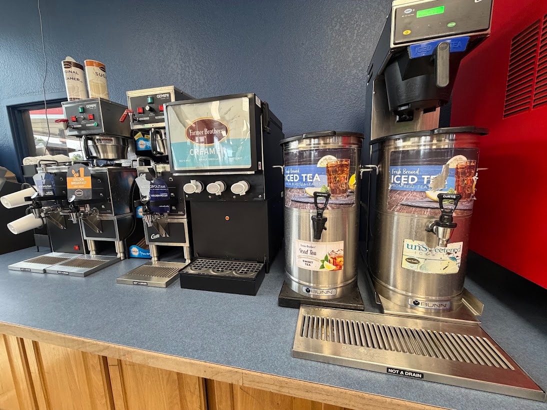 Farmer Brothers fresh brewed sweet and unsweet tea station at Campus Corner Minit Mart in Ada. 