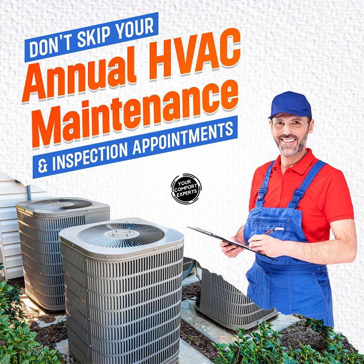 To ensure optimal performance and longevity of your HVAC unit, it's essential to schedule annual maintenance and inspection appointments. Neglecting to do so may lead to decreased efficiency and unexpected breakdowns.