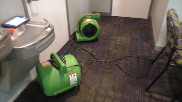 The air movers are up and drying after a commercial loss.