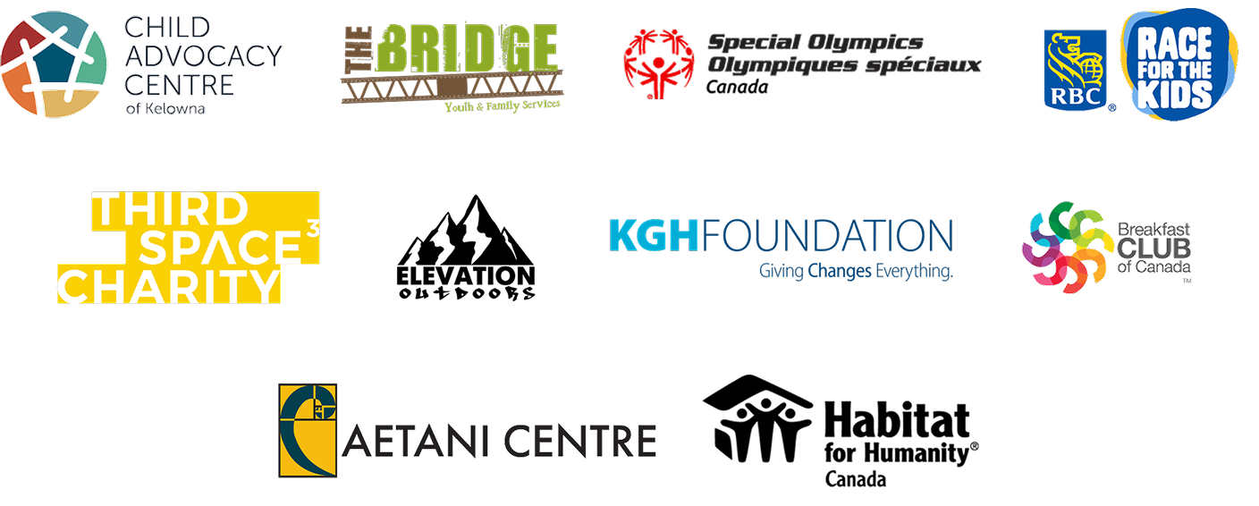 Logos of a variety of charities and organizations.