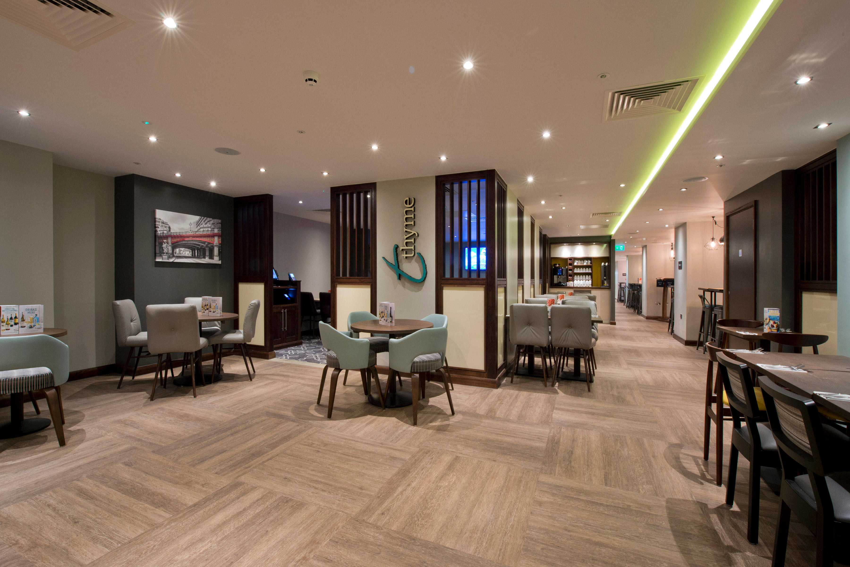 Thyme restaurant interior Premier Inn London Farringdon (Smithfield) hotel London 03332 346493