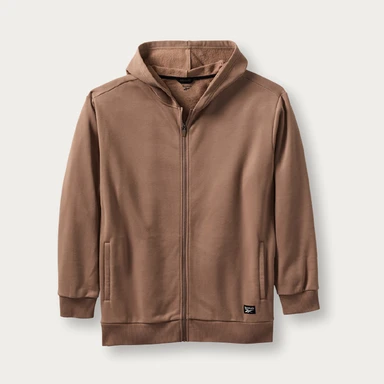Light brown zipper hooded sweatshirt
