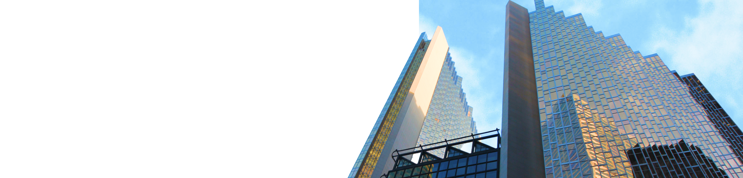 Bottom-up view of Royal Bank Plaza in Toronto, Canada.