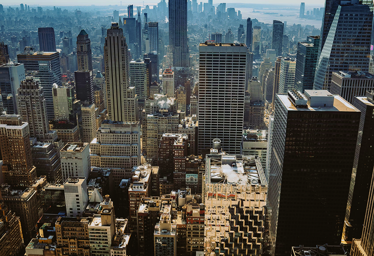 An aerial view of New York City.