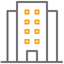Corporate building icon.