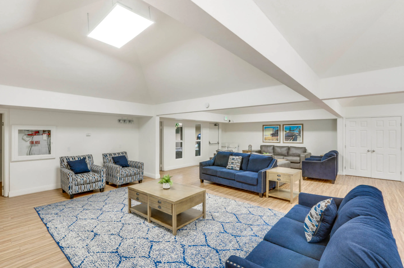 Community Room with a Blue Rug