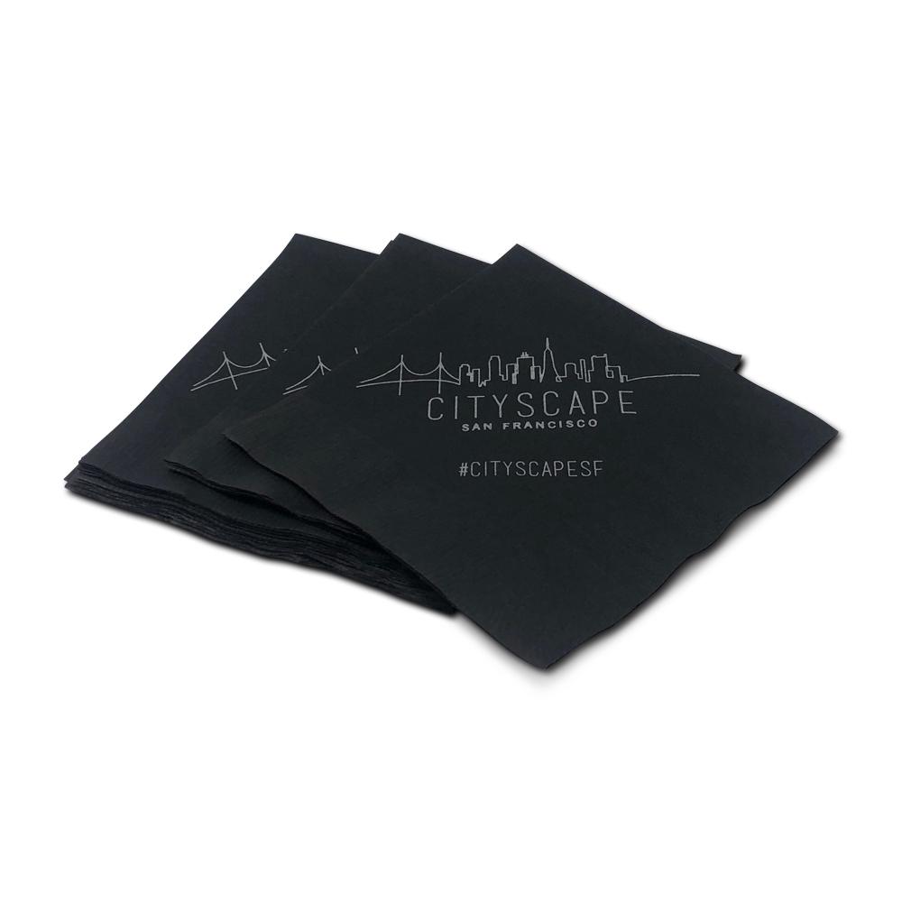 Bar napkins for Cityscape SF. Branded merch by PLC Print.