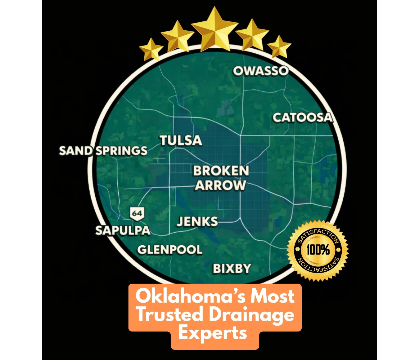 A1 French Drains serves Broken Arrow, Tulsa, Bixby, Jenks, Owasso, Sapulpa, and surrounding Oklahoma 