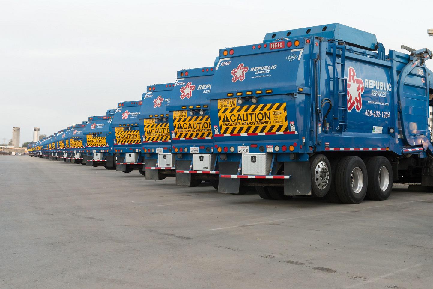 Republic Services - Lineup of Garbage Trucks