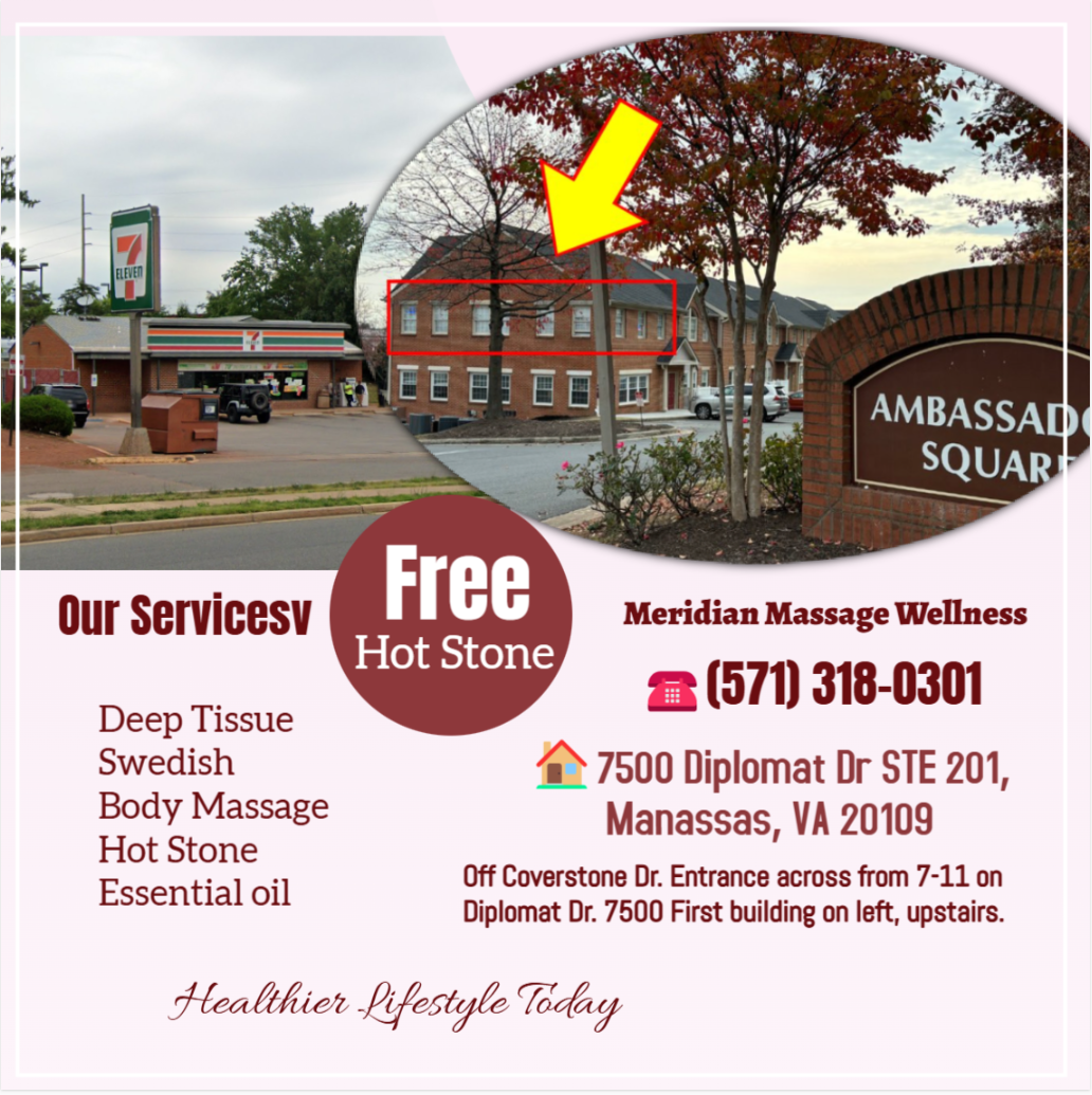 Our traditional full body massage in Manassas, VA
includes a combination of different massage therapies like
Swedish Massage, Deep Tissue, Sports Massage, Hot Oil Massage
at reasonable prices.