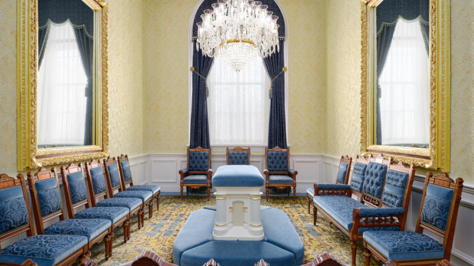 Sealing room inside the Manti Utah Temple.