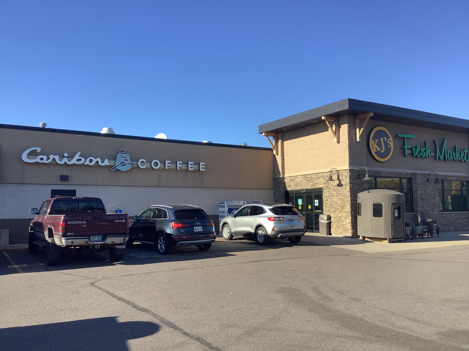 Storefront of the Caribou Coffee at 70 Arrowhead Lane in Moose Lake