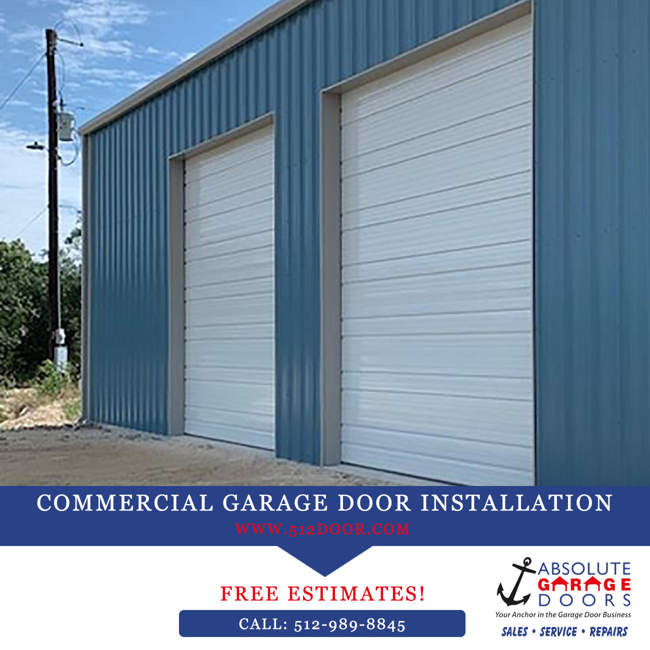 Georgetown TX  commerical garage door repair by Absolute Garage Doors.