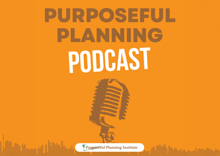 Purposeful Planning Podcast logo with old school microphone.
