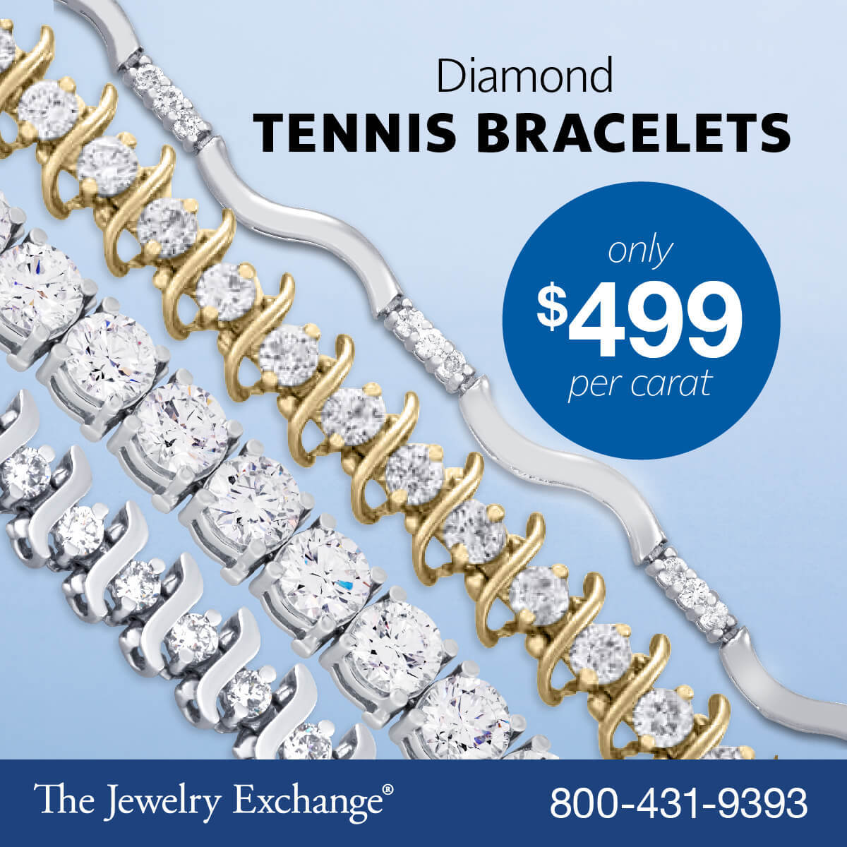 Save up to 80% buying factory direct from the Jewelry Exchange || Diamond tennis bracelets are $499 per carat 💎 Guaranteed to appraise for double! Visit your nearest Jewelry Exchange or find us online jewelryexchange.com