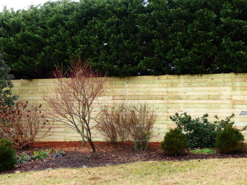 Pressure treated pine horizontal board fence