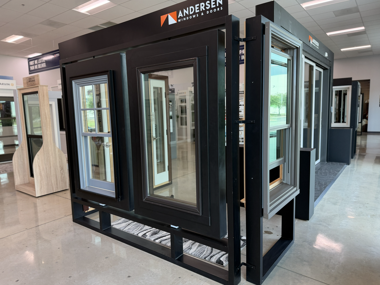 Andersen Windows & Doors product display inside the Builders FirstSource Premium Window Showroom, fe 