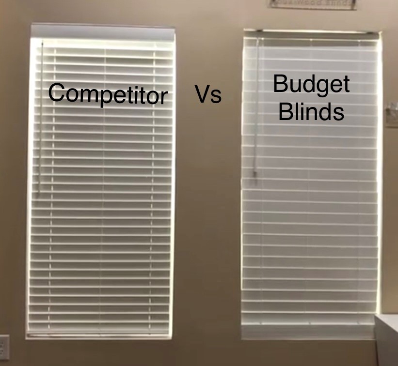 Cordless Faux Wood Blinds from Budget Blinds of Rockwall, Terrell, and Greenville block out more light than our competitors.