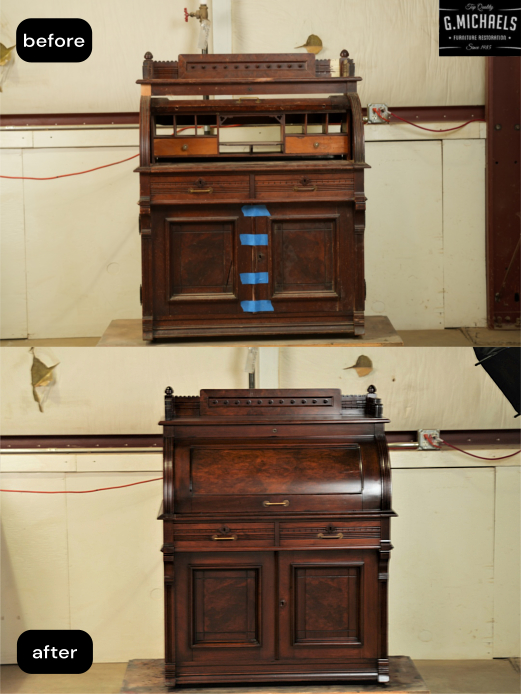 Roll Top Desk Restoration Before and After