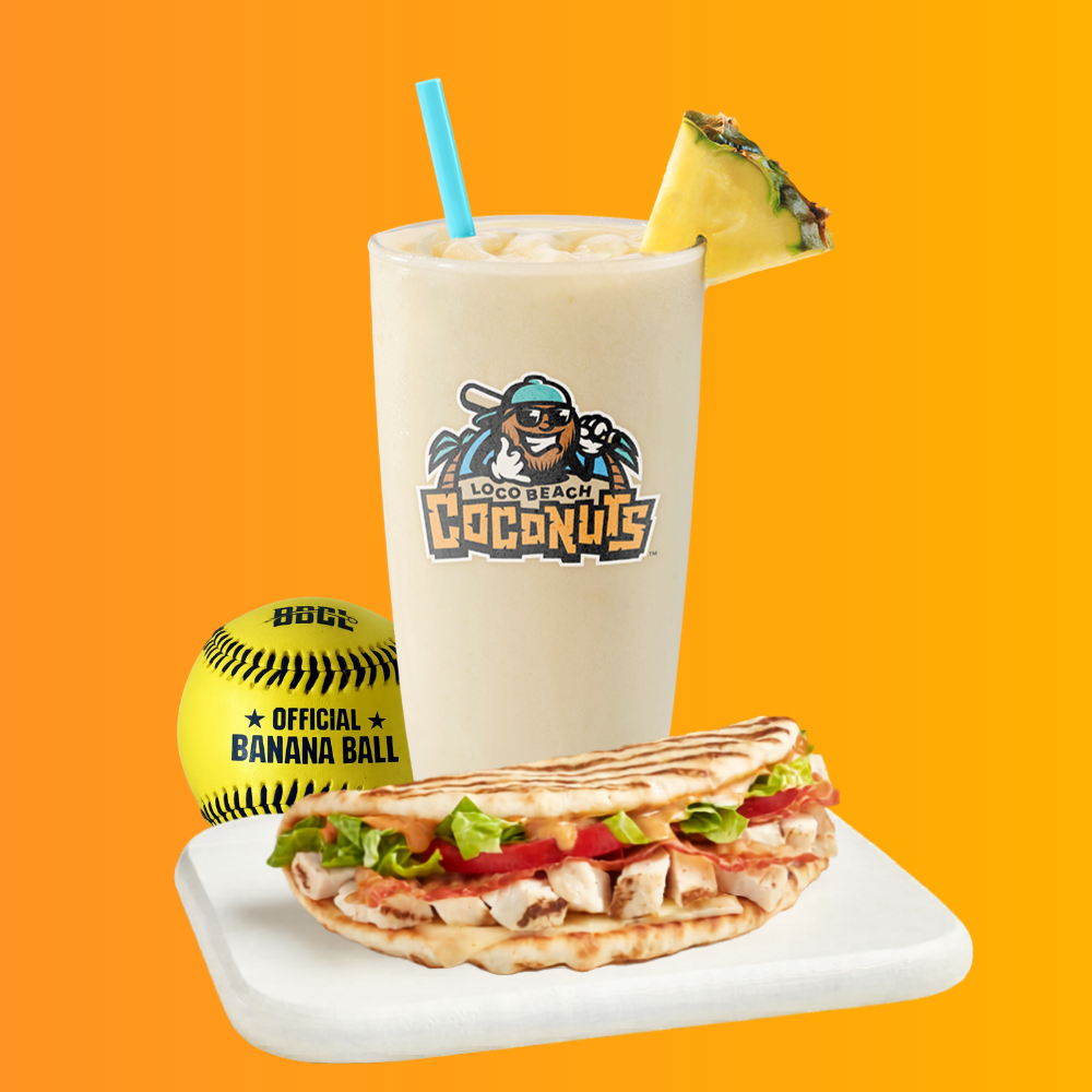 Loco Beach Colada & Chicken Bacon Ranch Flatbread.