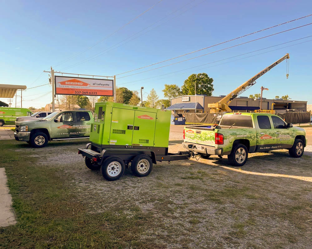 When your business suffers a water disaster, you need professional help fast. SERVPRO of  Lafayette is standing by ready to deploy our trained technicians, equipment and specialized commercial services to handle any size flood or water damage.