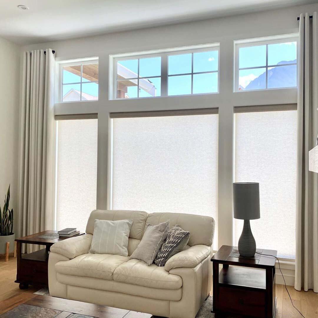 Roller Shades with Drapery Side Panels Budget Blinds of Comox Valley and Campbell River Courtenay (250)338-8564