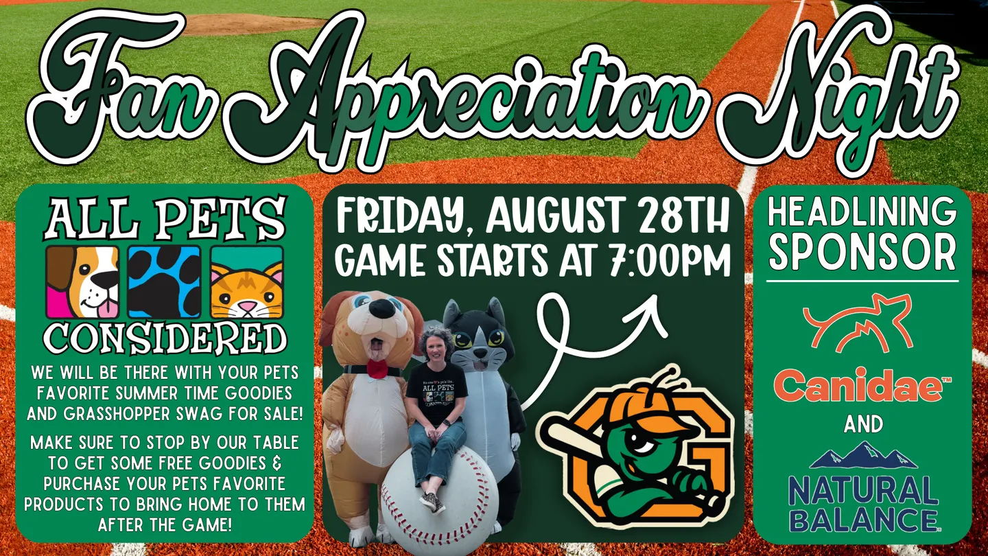 Image of Local Pet Event Greensboro Grasshoppers Fan Appreciation Night Nearby